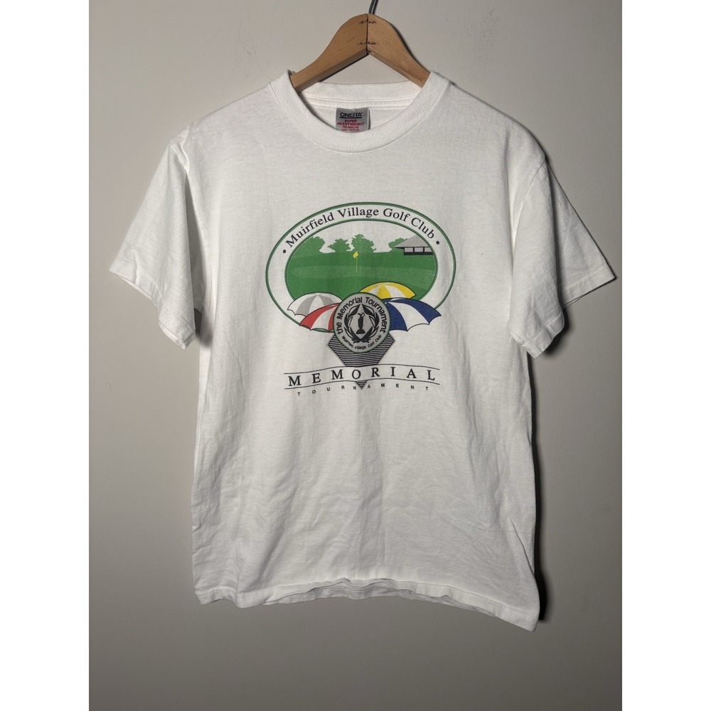 Vtg Oneita Muirfield Village Golf Club The Memorial Tournament Shirt White Men M